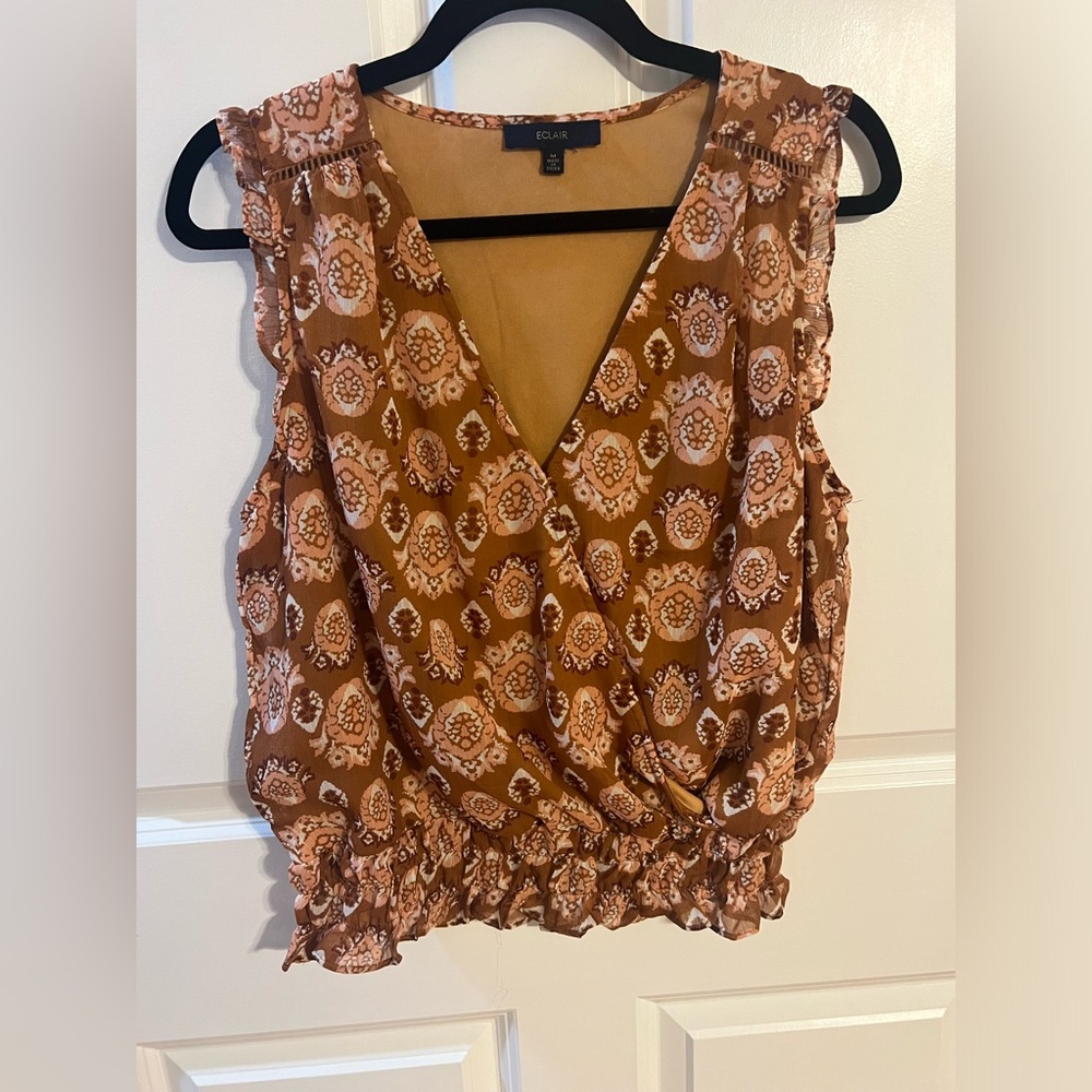 Light brown and pink tank blouse
